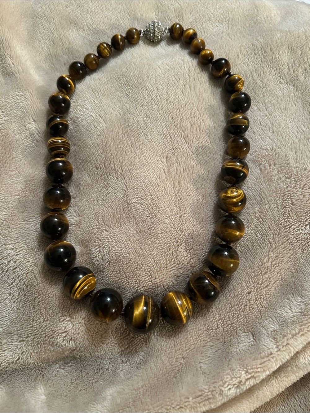 Tiger Eye Bead Necklace — Gold and Brown Beads
